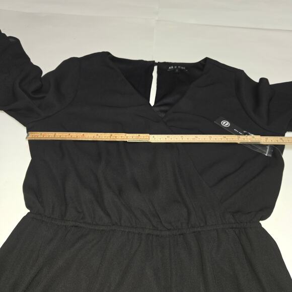 As U Wish Womens Medium Romper Bell Sleeves Suplice Wrap Black Dark Academia - Picture 11 of 15